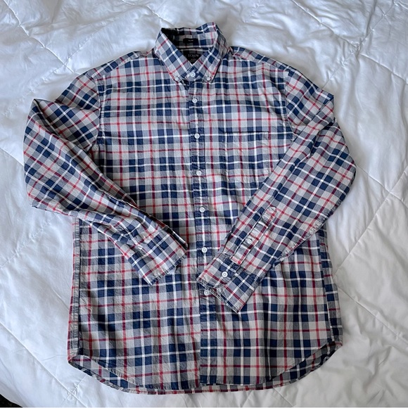 J. CREW Slim Flex Washed Plaid Button Front Shirt Like New - Picture 2 of 4